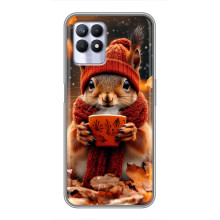 Друкований чохол 'Звірята з кавою' для Realme 8i – Білка з кавою