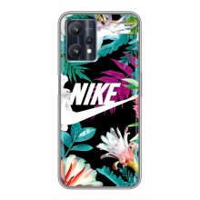 Силиконовый Чехол на Realme 9 Pro Plus с картинкой Nike (Цветочный Nike)