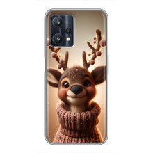 Яркий чехол для Realme 9 Pro Plus с Зимними Оленятами – Олень в свитере