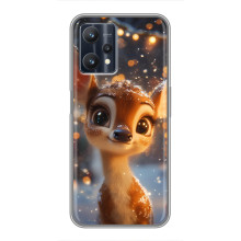 Яркий чехол для Realme 9 Pro Plus с Зимними Оленятами – Оленёнок среди гирлянд