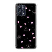 Чохол з розовим принтом для Realme 9 Pro (Рожеві квіти на чорному)