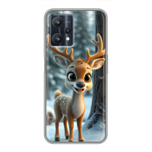 Яркий чехол для Realme 9 Pro с Зимними Оленятами – Оленёнок в лесу