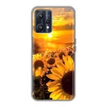 Чехол с Цветами для Realme 9 (поле подсолнухов)