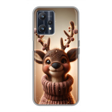 Яркий чехол для Realme 9 с Зимними Оленятами – Олень в свитере