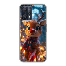 Яркий чехол для Realme 9 с Зимними Оленятами – Олень в шарфе