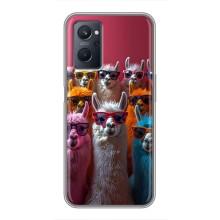 Чохол з принтом стильні тварини для РеалМi 9i – Лами в окулярах