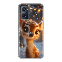 Яскравий чохол для Realme 9i з Зимові Оленята – Оленятко серед герлянд