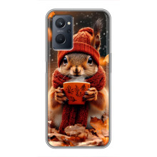 Друкований чохол 'Звірята з кавою' для Realme 9i – Білка з кавою