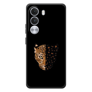 Чехол с леопардовым принтом на Realme C100i – Леопард на черном