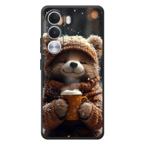Печатный чехол «Зверята с кофе» для Realme C100i (Мишка с кофе)
