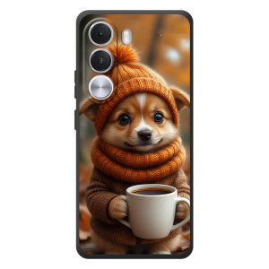 Печатный чехол «Зверята с кофе» для Realme C100i (Песик с кофе)