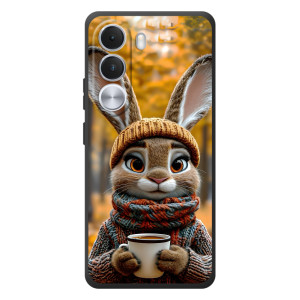 Печатный чехол «Зверята с кофе» для Realme C100i (Зайчик с кофе)