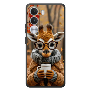 Печатный чехол «Зверята с кофе» для Realme C100i (Жираф с кофе)