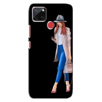 Чехол с картинкой Модные Девчонки Realme C12 (Девушка со смартфоном)