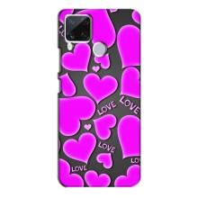 Чехлы для любимой на РєалМє С15 (VPrint) (Pink hearts)
