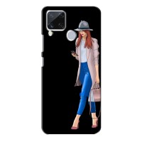 Чехол с картинкой Модные Девчонки Realme C15 (Девушка со смартфоном)