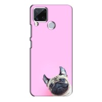 Бампер для Realme C15 с картинкой "Песики" (Собака на розовом)