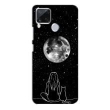 Чехол с рисунком кот на Realme C15 – Девушка с котом