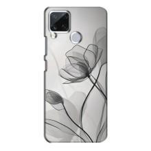 Чохол з квітковим принтом на РєалМє С15 – Чорні квіти