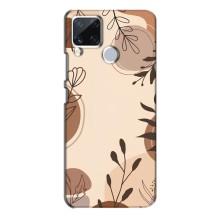 Чохол з квітковим принтом на РєалМє С15 – Коричневі квіти