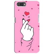 Чехол с принтом для Realme C2 (AlphaPrint - Знак сердечка) – Знак Love