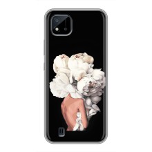 Чехлы (ART) Цветы на Realme C11 (2021) / C20 (VPrint) (Белые цветы)