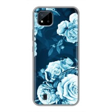 Чехлы (ART) Цветы на Realme C11 (2021) / C20 (VPrint) (Голубые Бутоны)