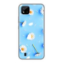 Чохол з Квітами для Realme C11 (2021) / C20 (ромашки на блакитному)