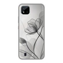 Чехол с цветочным принтом на Реалми С11 (2021) / С20 – Черные цветы