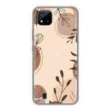 Чехол с цветочным принтом на Реалми С11 (2021) / С20 – Коричневые цветы