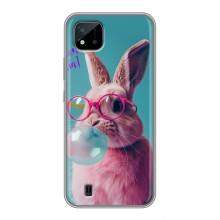 Чехол с принтом стильные животные для Реалми С11 (2021) / С20 – Кролик в очках