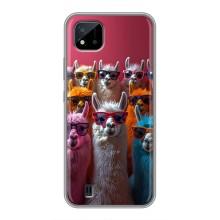 Чехол с принтом стильные животные для Реалми С11 (2021) / С20 – Ламы в очках