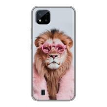 Чехол с принтом стильные животные для Реалми С11 (2021) / С20 – Лев в очках