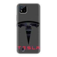 Силіконовий бампер з картинкою машини на Realme C11 (2021) / C20 (Logo TESLA)