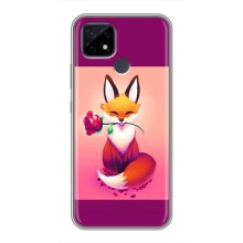 Чехлы с картинкой Лисички для Realme C21 (VPrint) (Лисичка с розочкой)