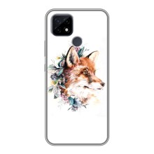 Чехлы с картинкой Лисички для Realme C21 (VPrint) (Лисичка в цветочках)