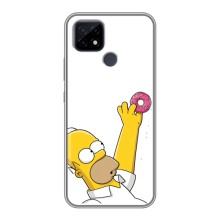 Чехол с Симпсонами для Realme C21 (VPrint) (Гомер с пончиком)