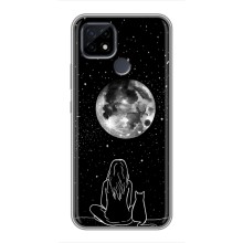 Чехол с рисунком кот на Realme C21 (Девушка с котом)