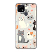 Чехол с рисунком кот на Realme C21 (Коллаж котов)