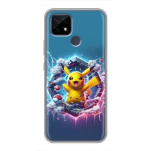 Чехол с Пикачу на Realme C21 (Лого Пикачу)