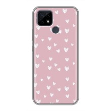 Чехол с розовым рисунком для Realme C21 (Сердечки на розовом)