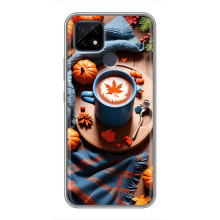 Чехол с уникальным дизайном «Осень с кофе» для Realme C21 – Кофе и тыквы