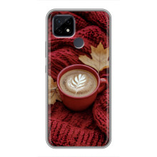 Чехол с уникальным дизайном «Осень с кофе» для Realme C21 – Кофе на пледе