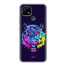 Силиконовый бампер с картинкой животных для Realme C21 (Тигр-Арт)