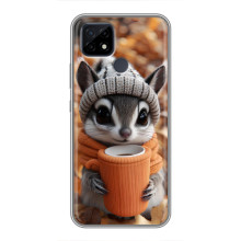 Печатный чехол «Зверята с кофе» для Realme C21