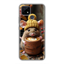 Печатный чехол «Зверята с кофе» для Realme C21 – Медведь с кофе