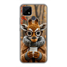 Печатный чехол «Зверята с кофе» для Realme C21 – Жираф с кофе