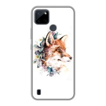 Чехлы с картинкой Лисички для Realme C21Y (VPrint) (Лисичка в цветочках)
