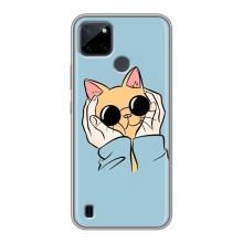 Бампер с изображением Котиков для Realme C21Y (КОТИК в очках)