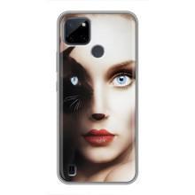 Бампер с изображением Котиков для Realme C21Y (Женщина кошка)